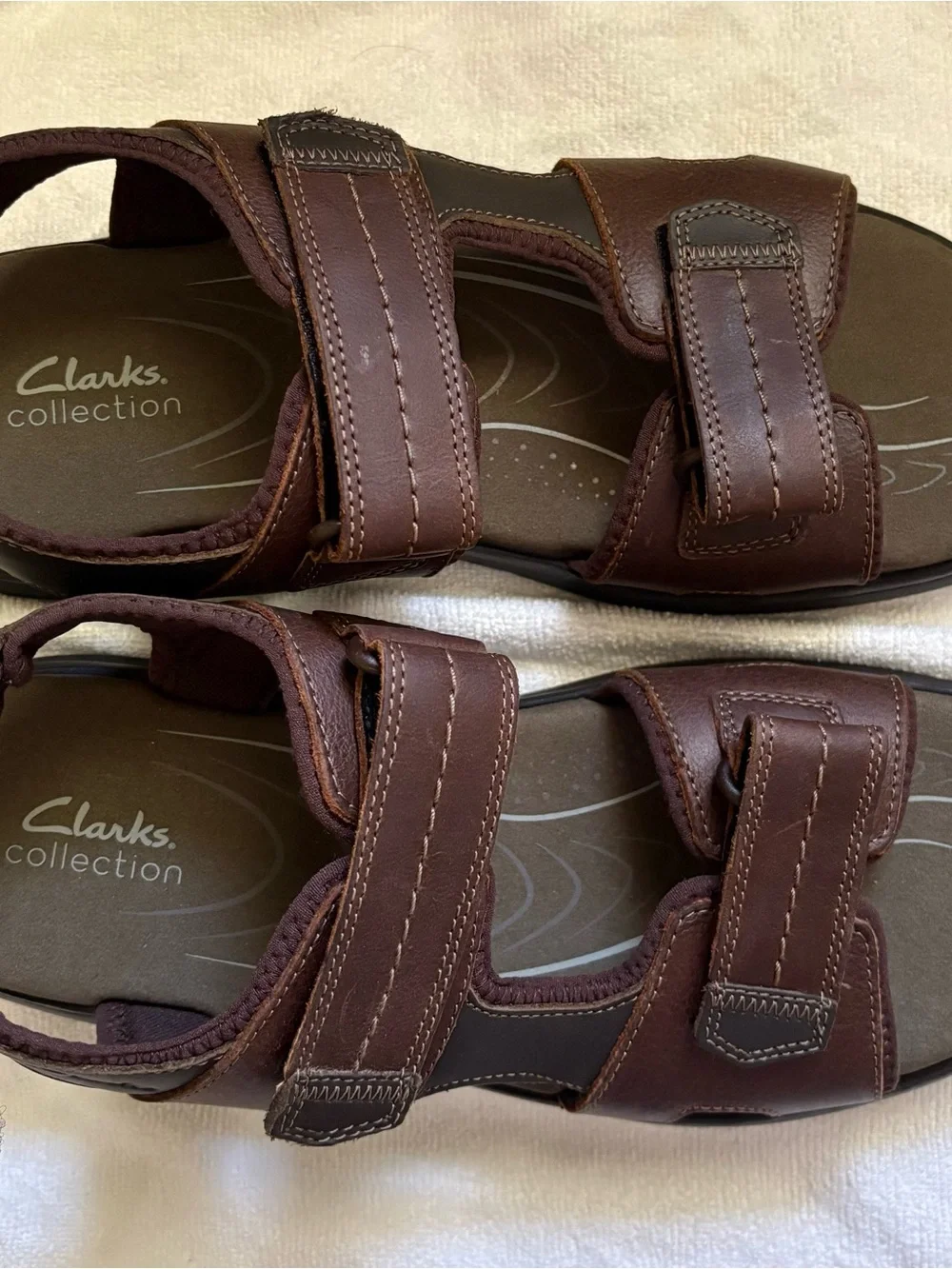 Clarks Men's Dark Brown Leather Dual-Strap Sandals
